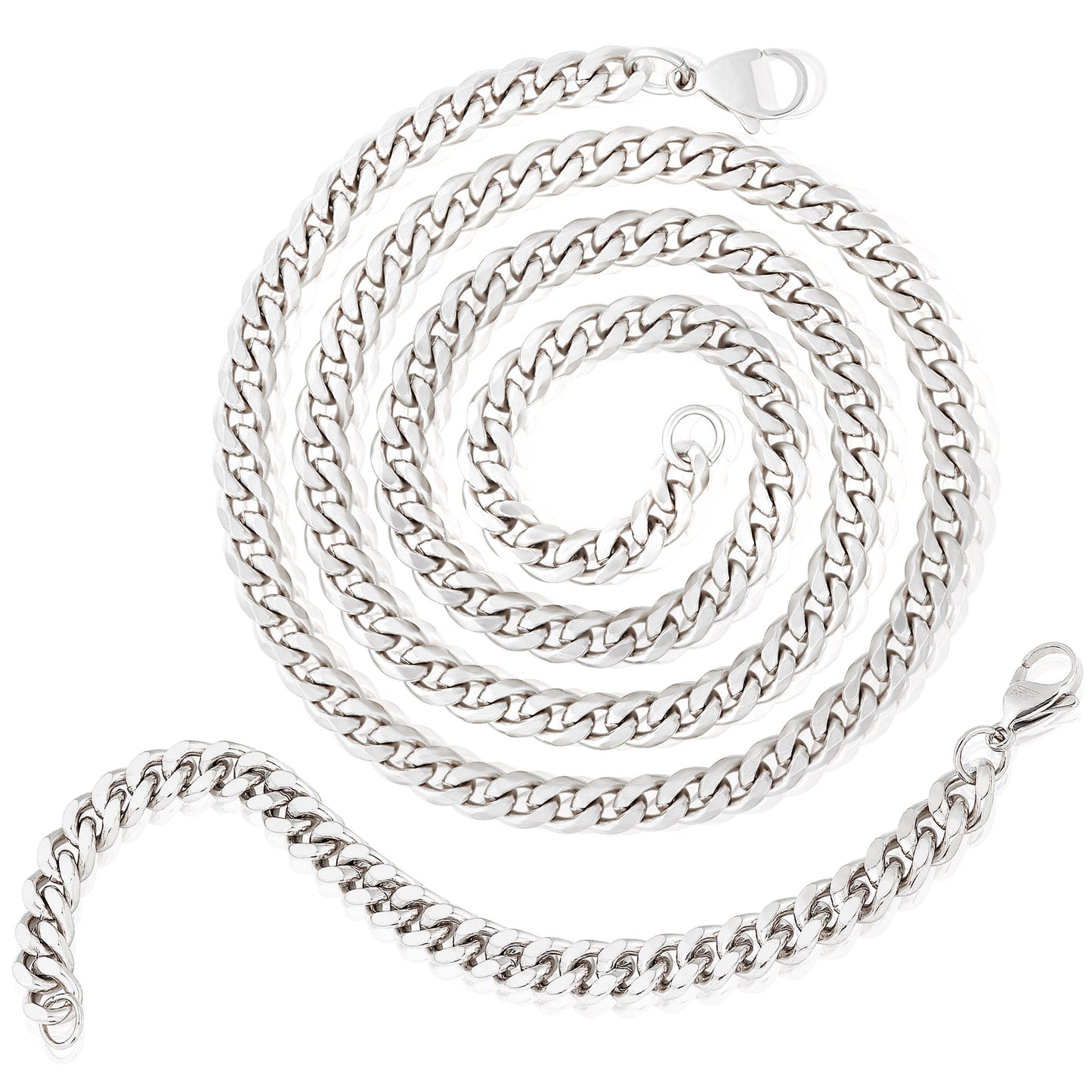Invicta Men's Stainless Steel 6mm Curb Link Chain Necklace & Bracelet Set