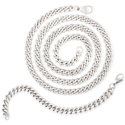 Invicta Men's Stainless Steel 6mm Curb Link Chain Necklace & Bracelet Set