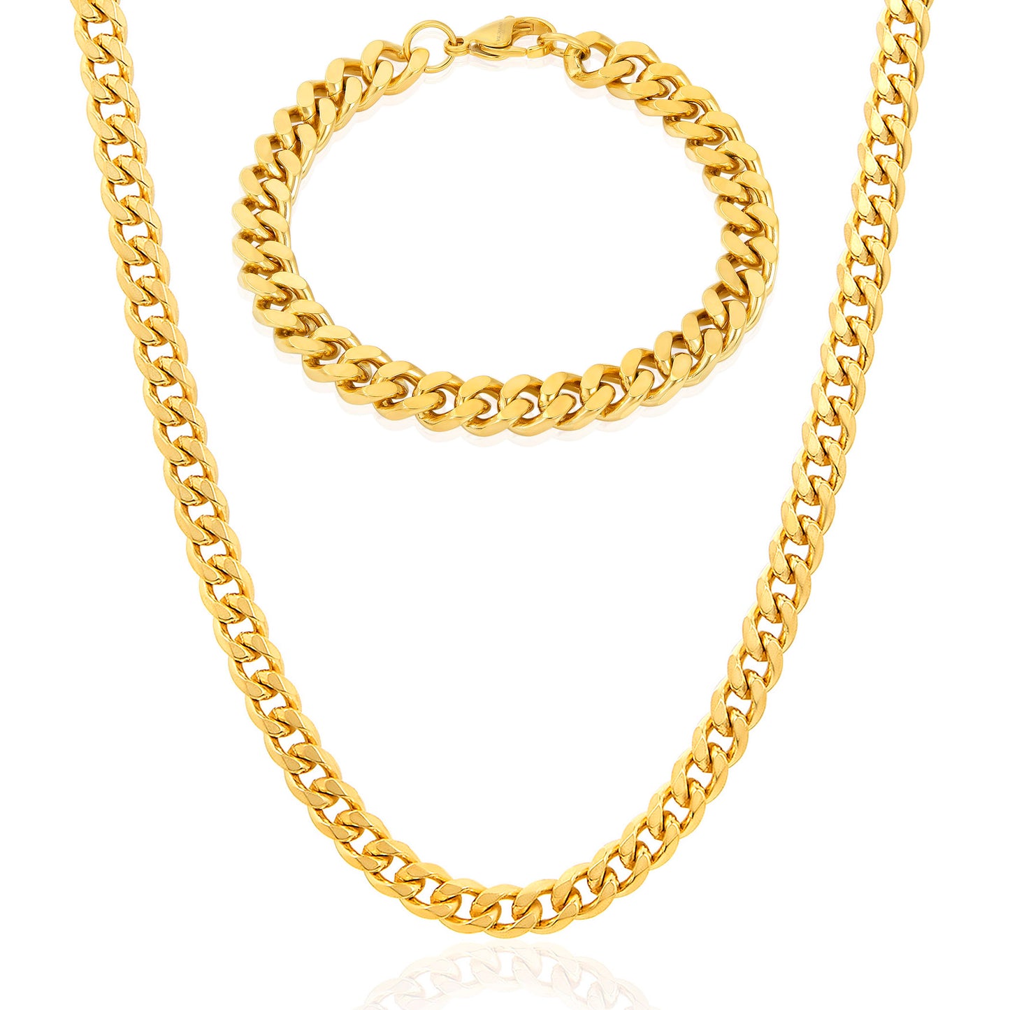 Invicta Men's Stainless Steel 6mm Curb Link Chain Necklace & Bracelet Set