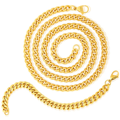 Invicta Men's Stainless Steel 6mm Curb Link Chain Necklace & Bracelet Set