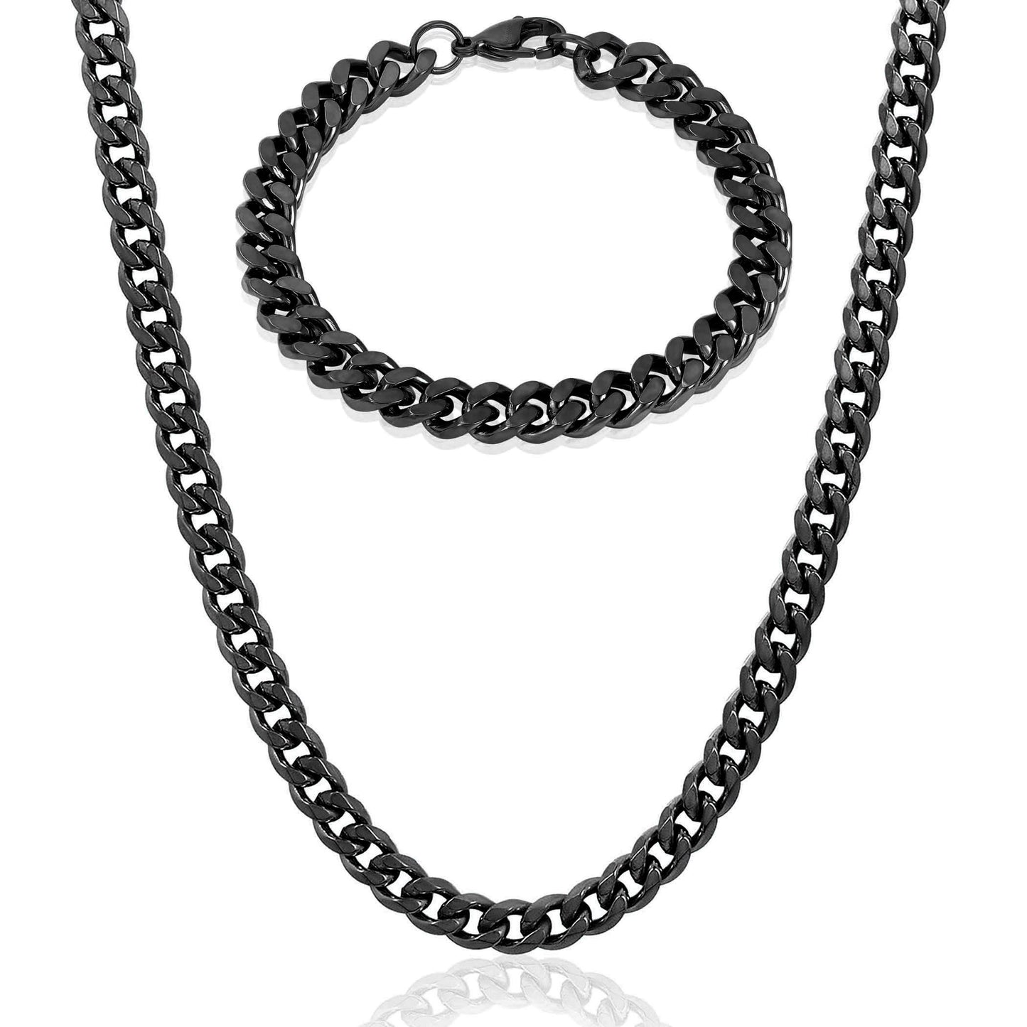 Invicta Men's Stainless Steel 6mm Curb Link Chain Necklace & Bracelet Set