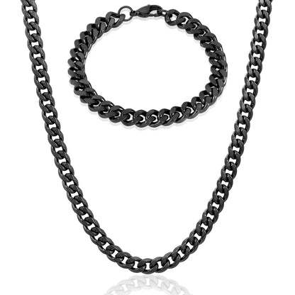 Invicta Men's Stainless Steel 6mm Curb Link Chain Necklace & Bracelet Set