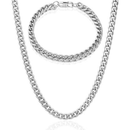 Invicta Men's Stainless Steel 6mm Franco Chain Necklace & Bracelet Set