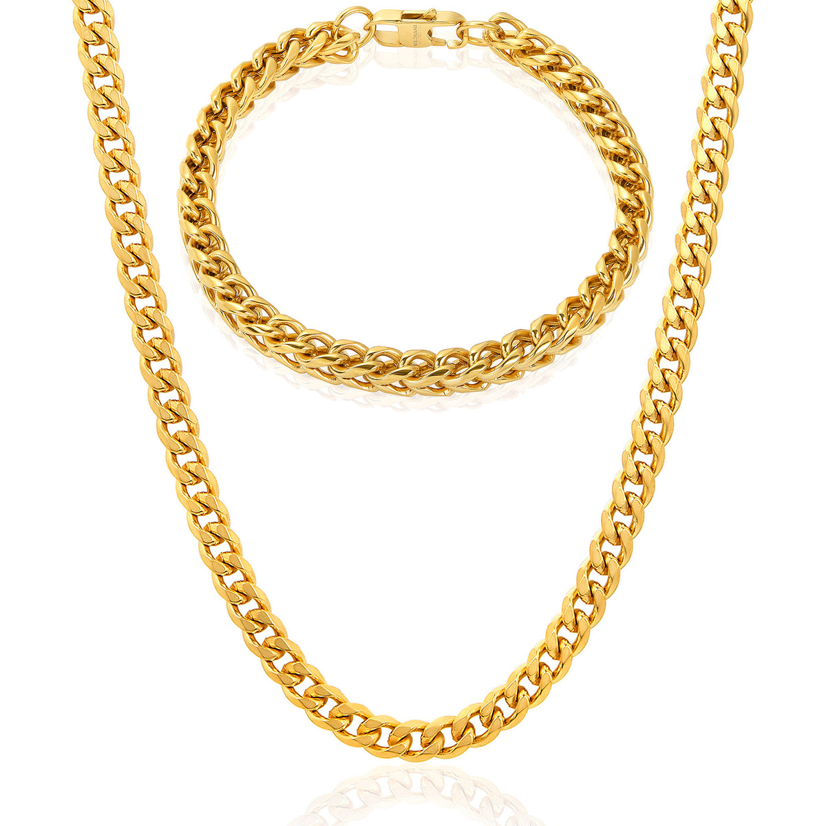 Invicta Men's Stainless Steel 6mm Franco Chain Necklace & Bracelet Set