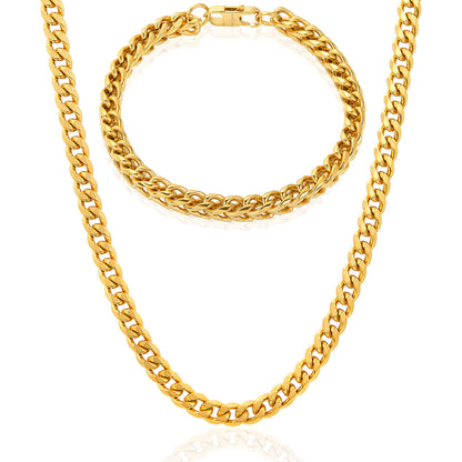 Invicta Men's Stainless Steel 6mm Franco Chain Necklace & Bracelet Set