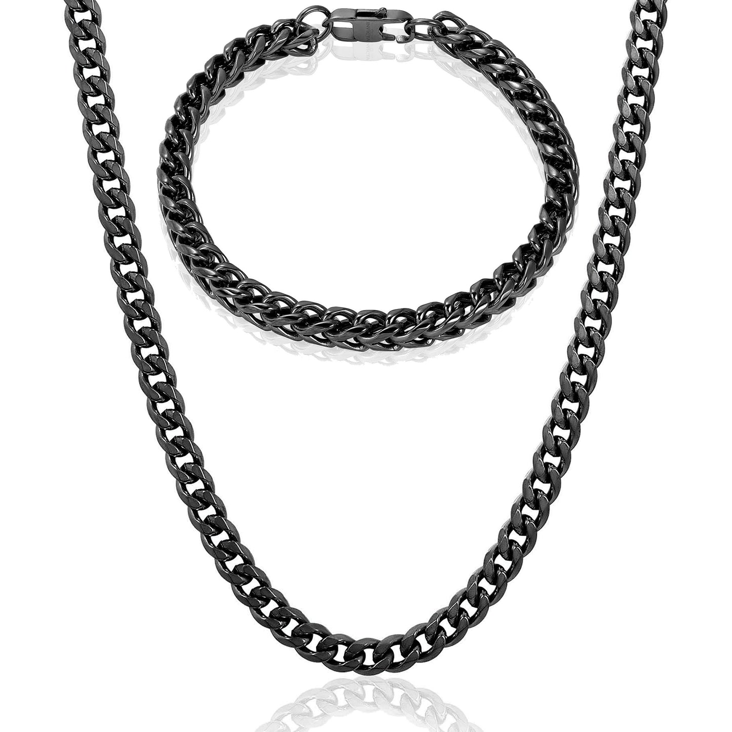 Invicta Men's Stainless Steel 6mm Franco Chain Necklace & Bracelet Set