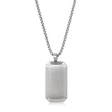 Invicta Men's Stainless Steel Beveled Edge Antiqued Dog Tag Pendant with 24" Chain