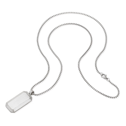 Invicta Men's Stainless Steel Beveled Edge Antiqued Dog Tag Pendant with 24" Chain