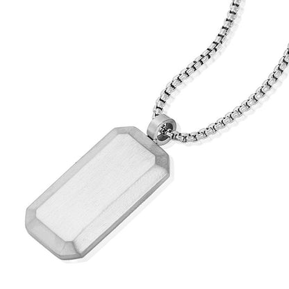 Invicta Men's Stainless Steel Beveled Edge Antiqued Dog Tag Pendant with 24" Chain