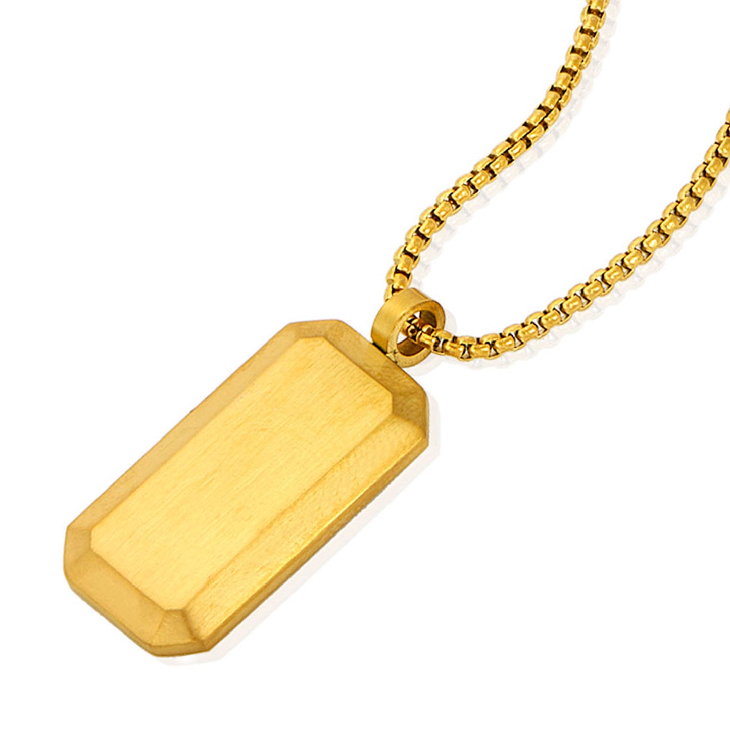 Invicta Men's Stainless Steel Beveled Edge Antiqued Dog Tag Pendant with 24" Chain