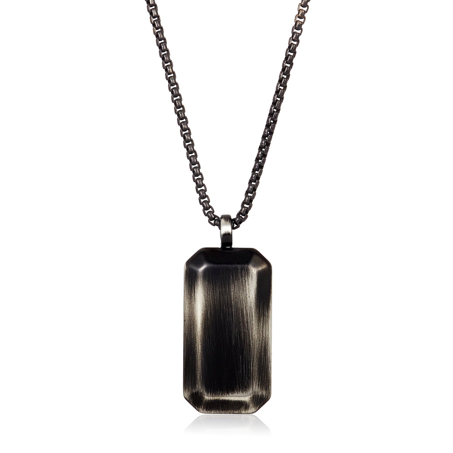 Invicta Men's Stainless Steel Beveled Edge Antiqued Dog Tag Pendant with 24" Chain