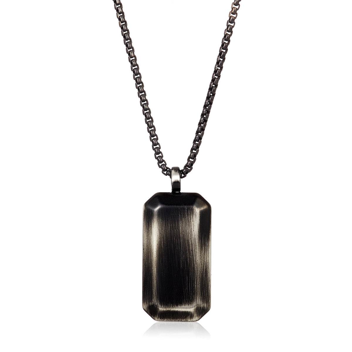 Invicta Men's Stainless Steel Beveled Edge Antiqued Dog Tag Pendant with 24" Chain