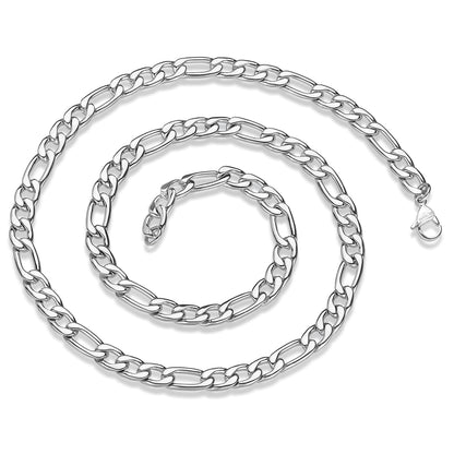 Invicta Men's Stainless Steel 8mm Figaro Chain 24" Necklace