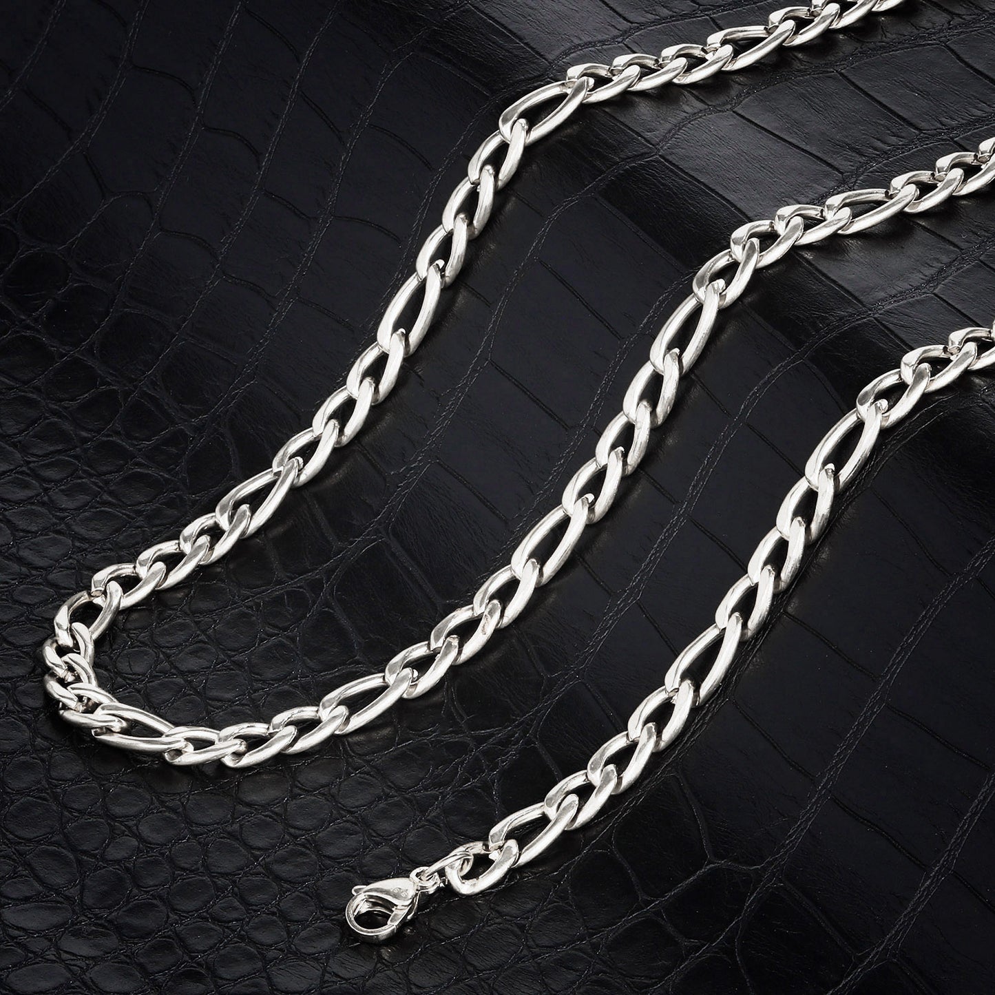 Invicta Men's Stainless Steel 8mm Figaro Chain 24" Necklace