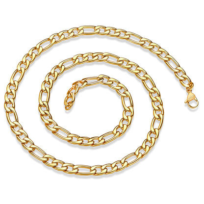 Invicta Men's Stainless Steel 8mm Figaro Chain 24" Necklace
