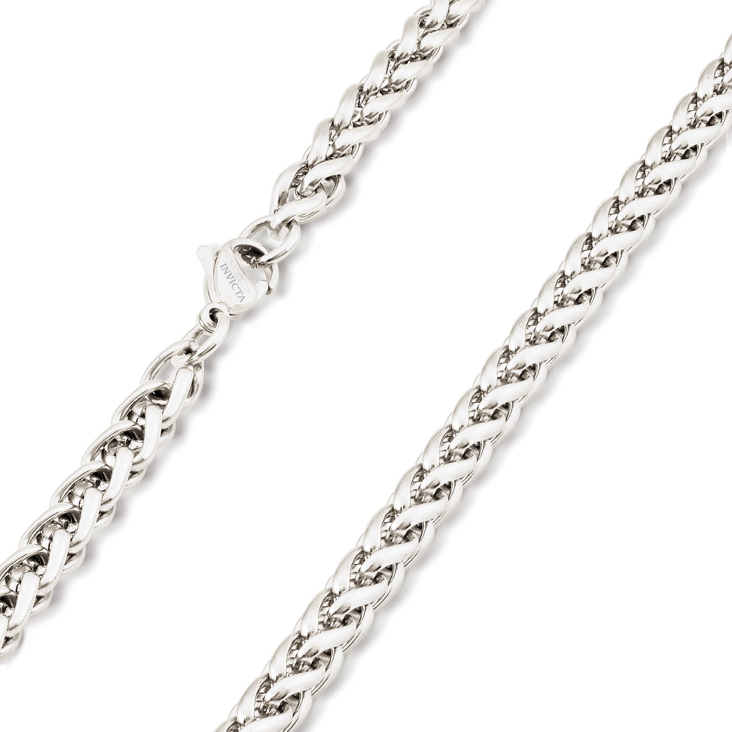 Invicta Men's Stainless Steel 6mm Spiga Wheat Chain Necklace