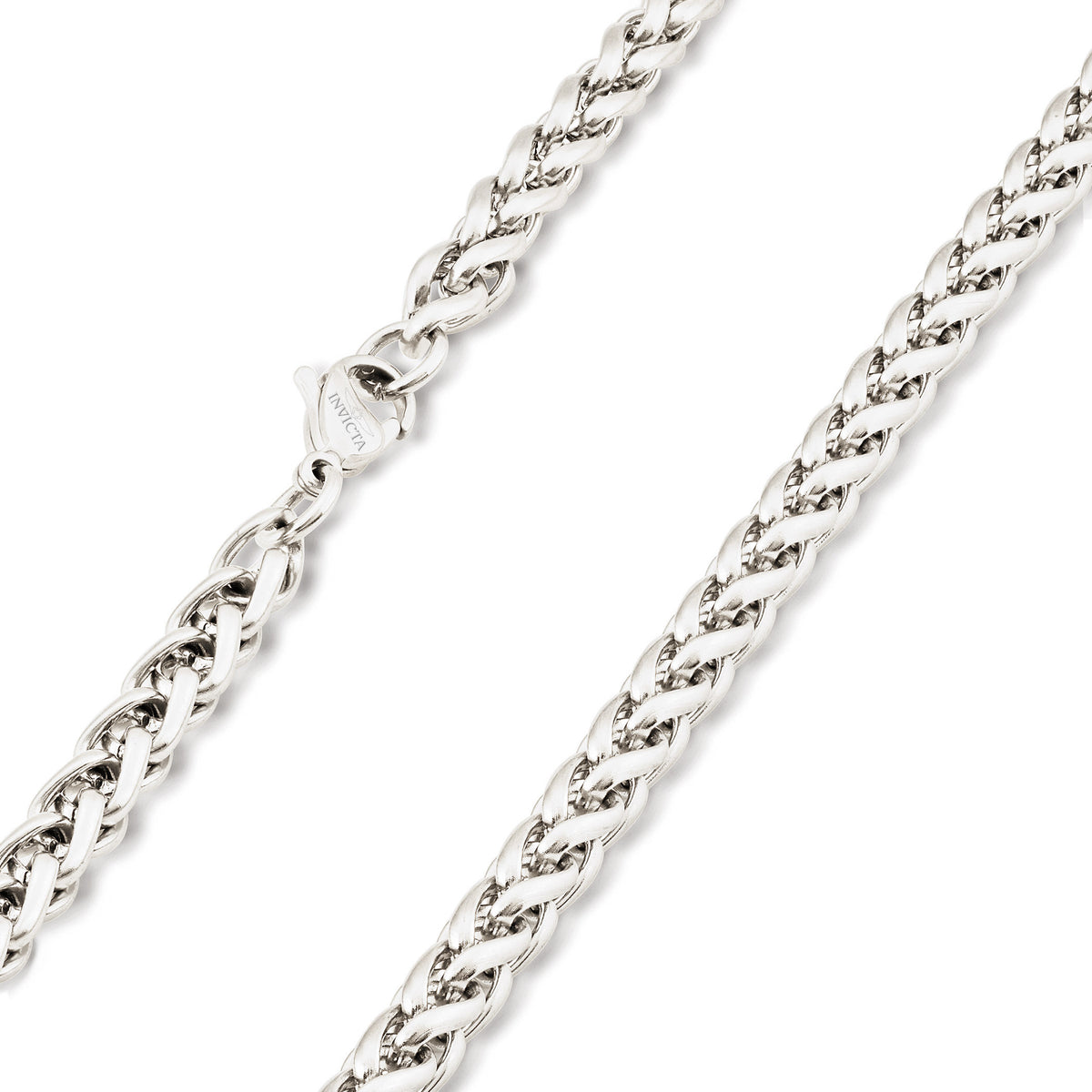 Invicta Men's Stainless Steel 6mm Spiga Wheat Chain Necklace