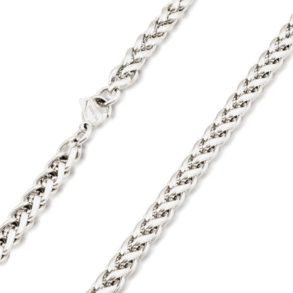 Invicta Men's Stainless Steel 6mm Spiga Wheat Chain Necklace