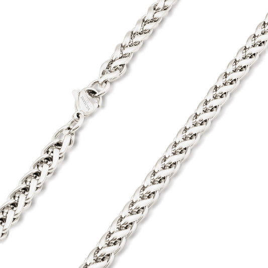 Invicta Men's Stainless Steel 6mm Spiga Wheat Chain Necklace