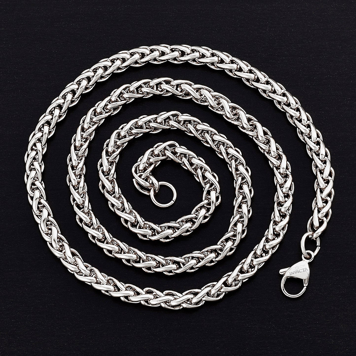 Invicta Men's Stainless Steel 6mm Spiga Wheat Chain Necklace