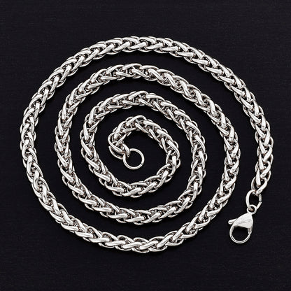 Invicta Men's Stainless Steel 6mm Spiga Wheat Chain Necklace