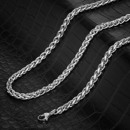 Invicta Men's Stainless Steel 6mm Spiga Wheat Chain Necklace