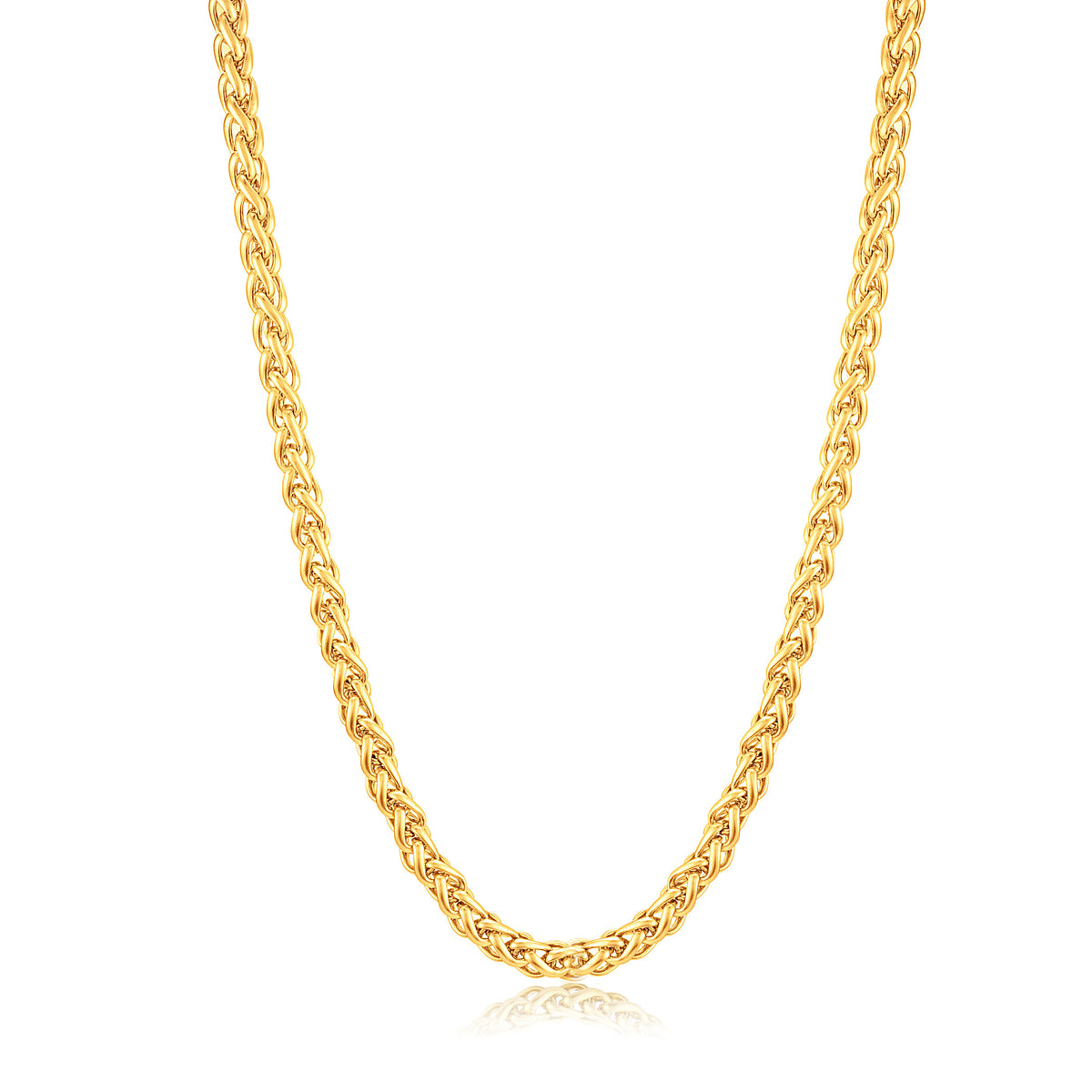 Invicta Men's Stainless Steel 6mm Spiga Wheat Chain Necklace