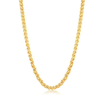 Invicta Men's Stainless Steel 6mm Spiga Wheat Chain Necklace