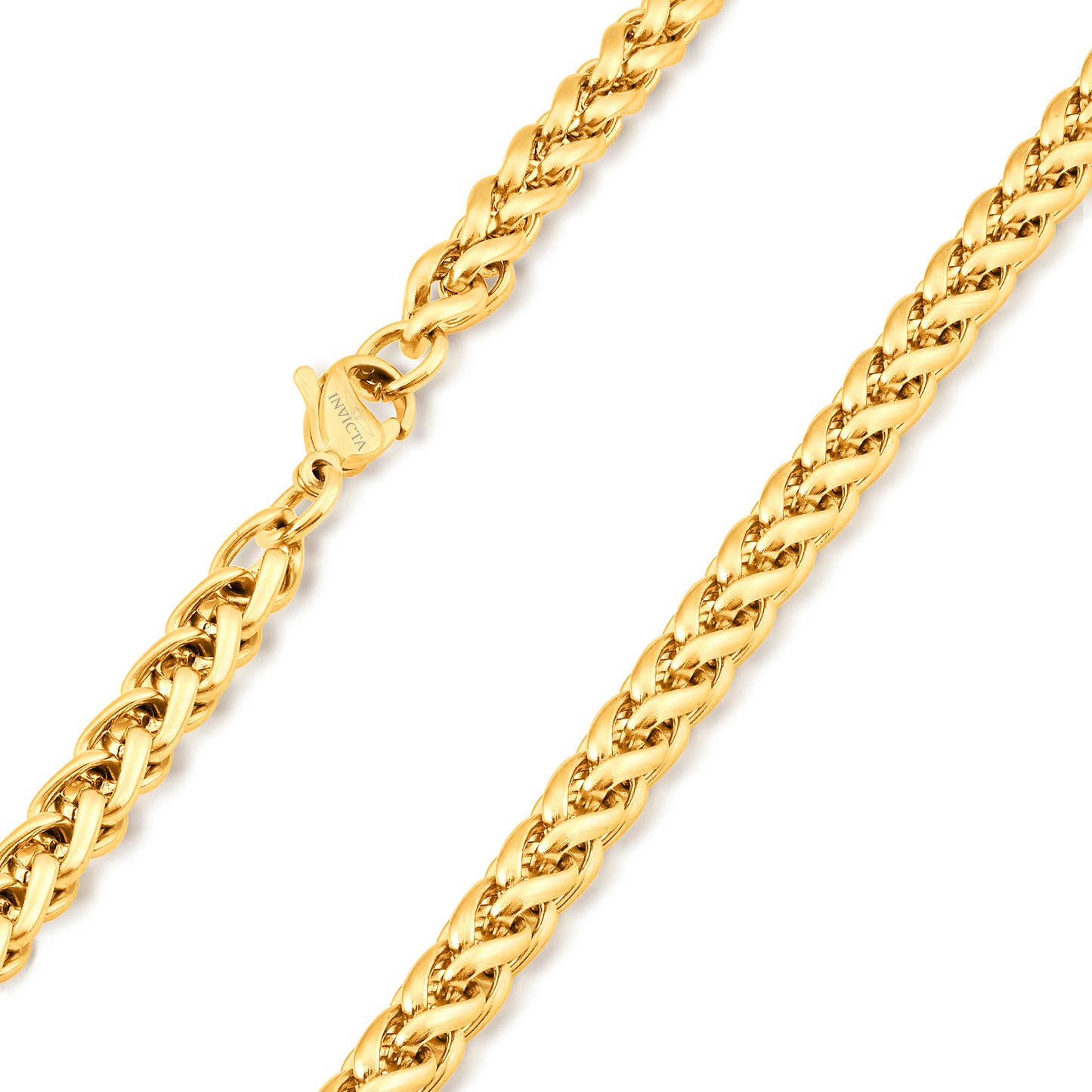 Invicta Men's Stainless Steel 6mm Spiga Wheat Chain Necklace