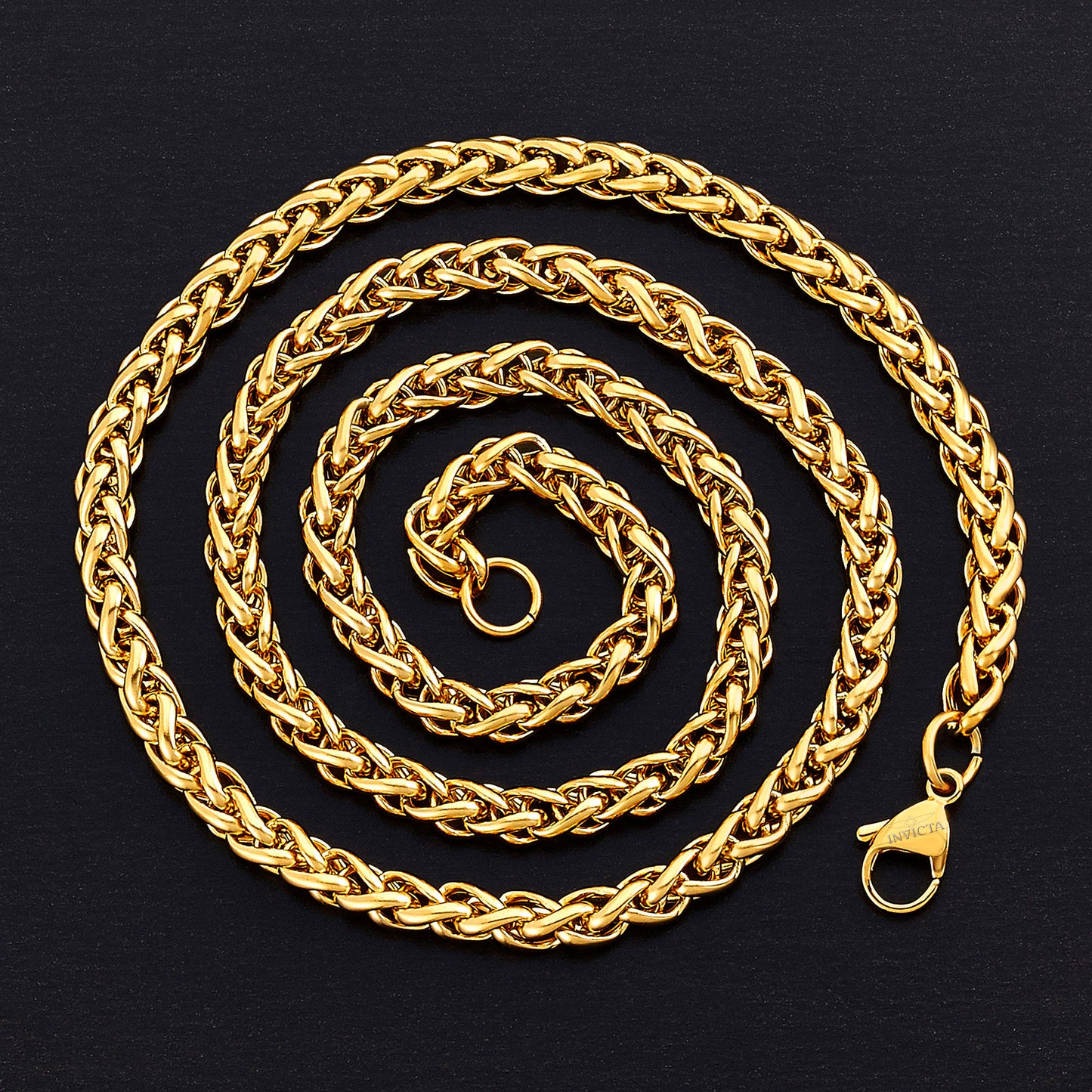 Invicta Men's Stainless Steel 6mm Spiga Wheat Chain Necklace