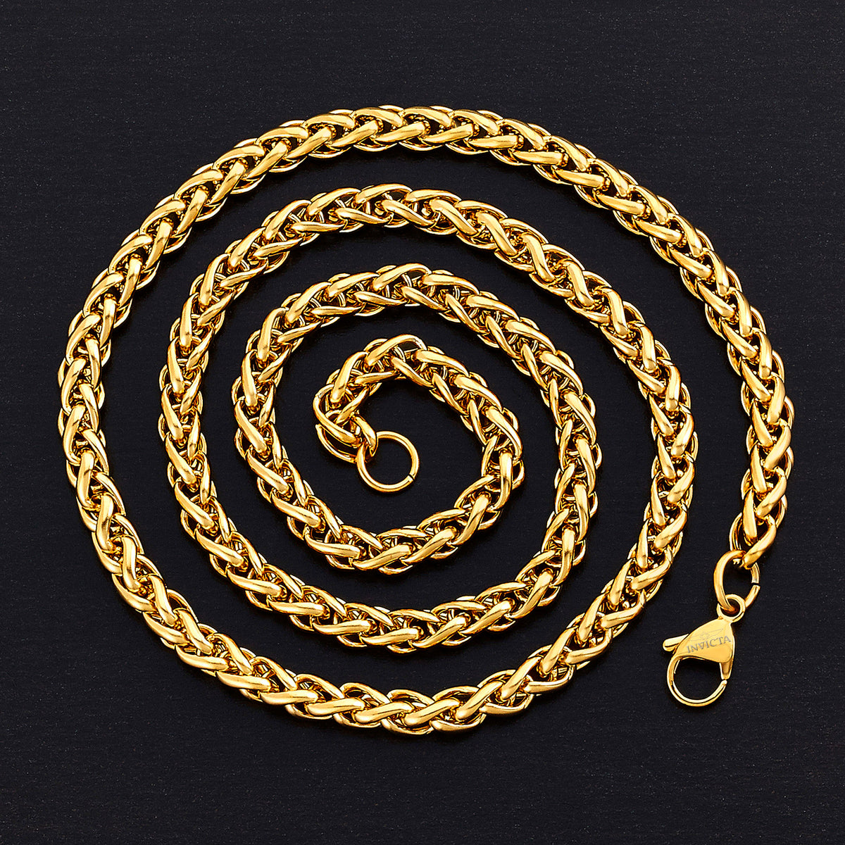 Invicta Men's Stainless Steel 6mm Spiga Wheat Chain Necklace