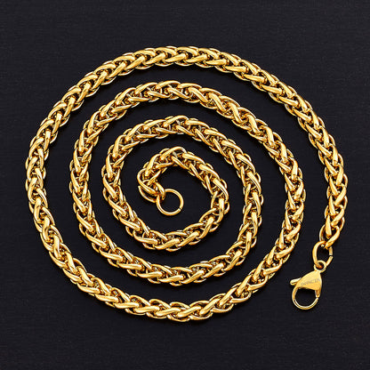 Invicta Men's Stainless Steel 6mm Spiga Wheat Chain Necklace
