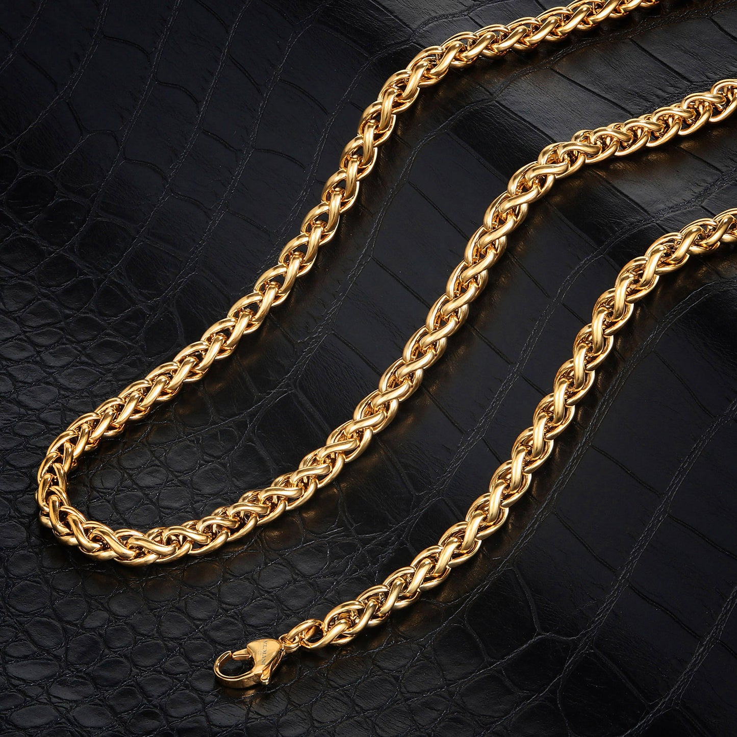 Invicta Men's Stainless Steel 6mm Spiga Wheat Chain Necklace