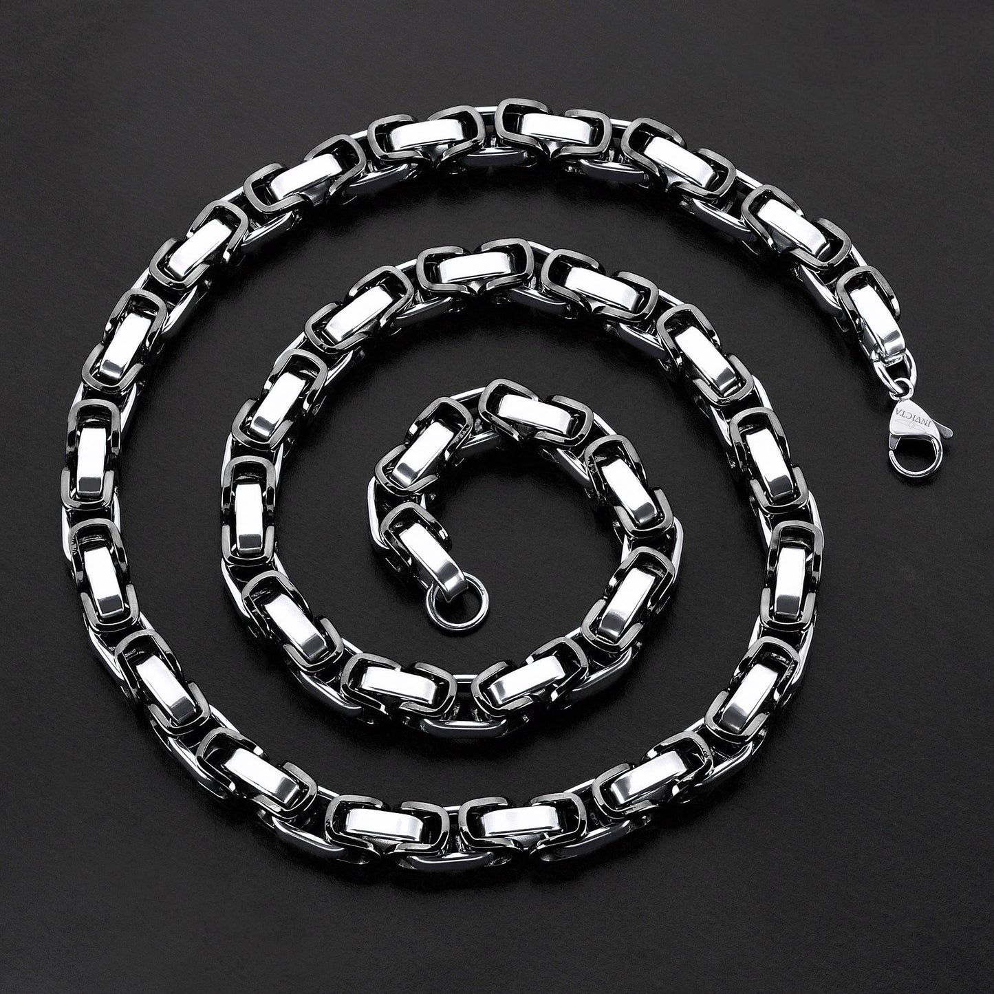 Invicta Men's Stainless Steel 8mm Byzantine Chain 26" Necklace