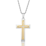 Invicta Men's Stainless Steel Multi-Layered Cross Pendant with 24" Chain