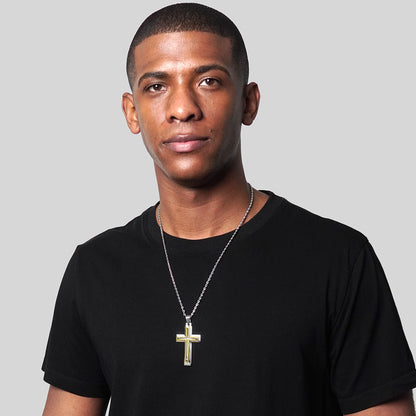 Invicta Men's Stainless Steel Multi-Layered Cross Pendant with 24" Chain