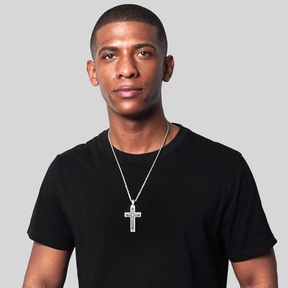 Invicta Men's Stainless Steel Multi-Layered Cross Pendant with 24" Chain