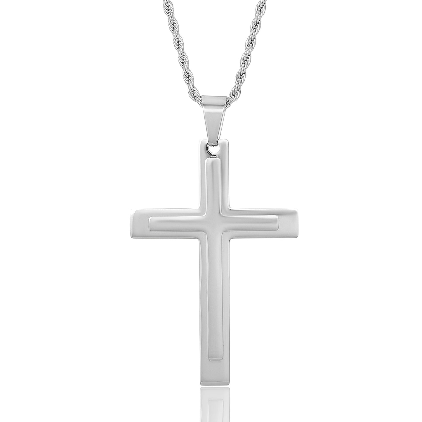 Invicta Men's Stainless Steel Multi-Layered Cross Pendant with 24" Chain