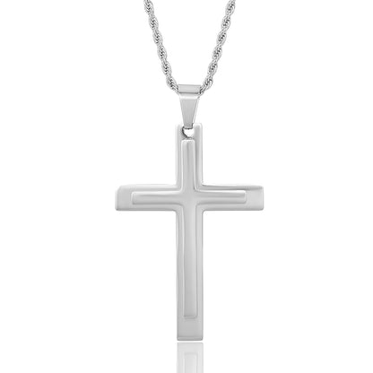 Invicta Men's Stainless Steel Multi-Layered Cross Pendant with 24" Chain