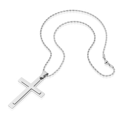 Invicta Men's Stainless Steel Multi-Layered Cross Pendant with 24" Chain
