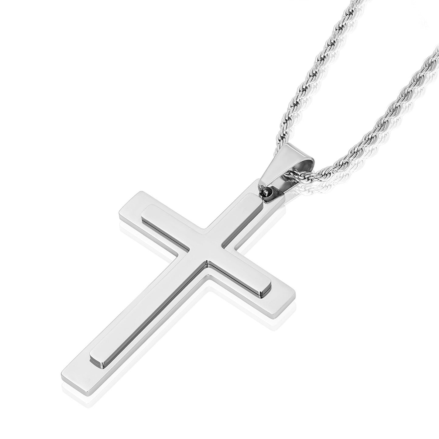Invicta Men's Stainless Steel Multi-Layered Cross Pendant with 24" Chain