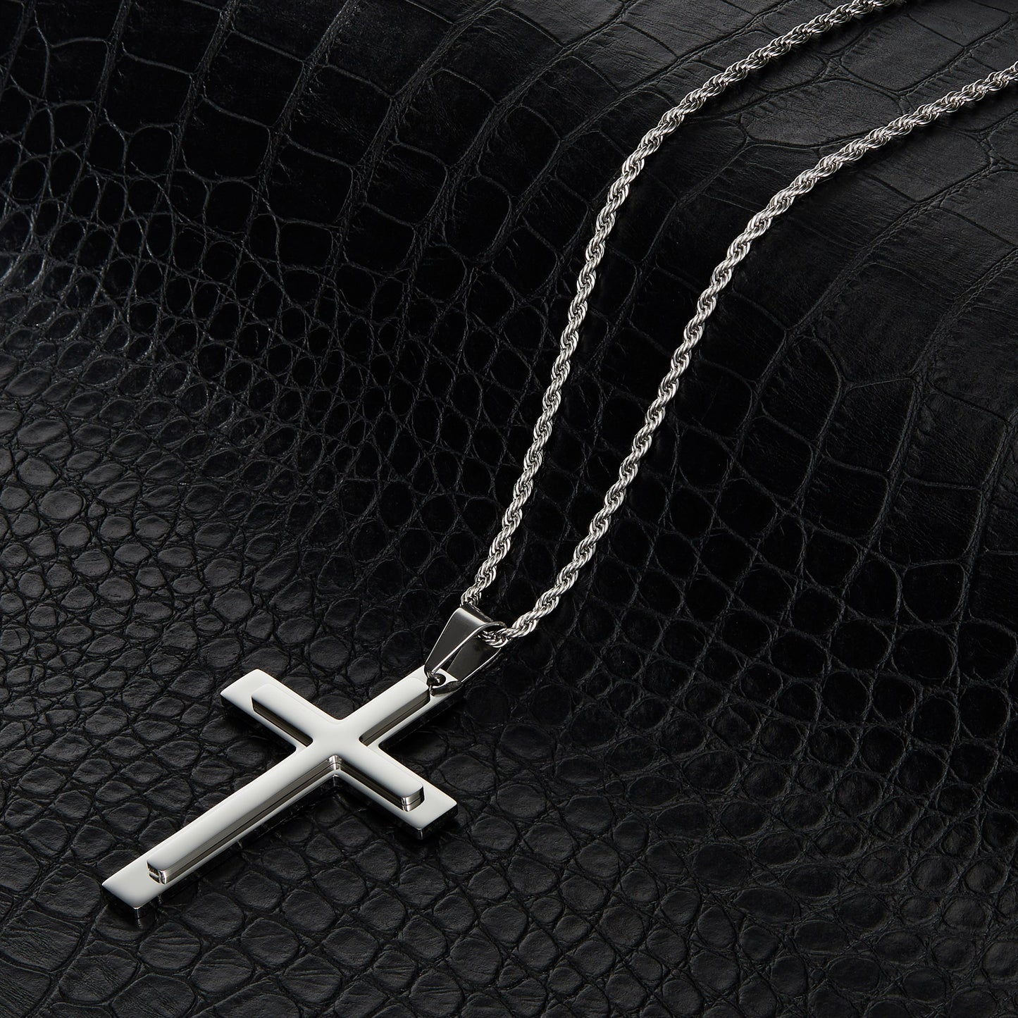 Invicta Men's Stainless Steel Multi-Layered Cross Pendant with 24" Chain