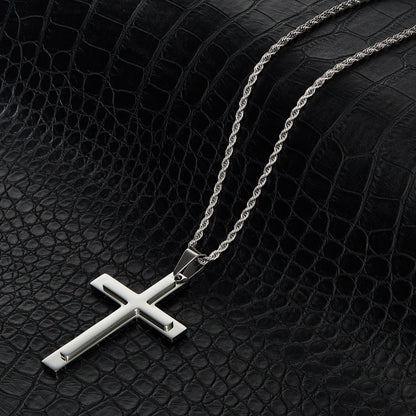 Invicta Men's Stainless Steel Multi-Layered Cross Pendant with 24" Chain