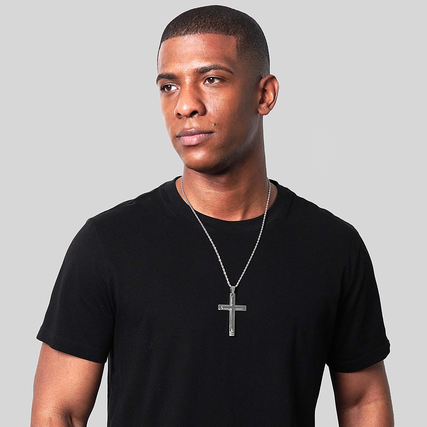 Invicta Men's Stainless Steel Multi-Layered Cross Pendant with 24" Chain
