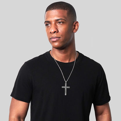 Invicta Men's Stainless Steel Multi-Layered Cross Pendant with 24" Chain