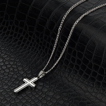 Invicta Men's Stainless Steel Black & Silvertone Cross Pendant with 24" Chain