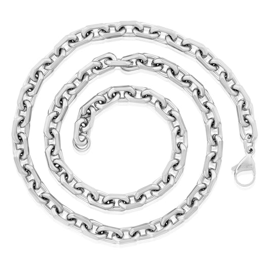 Invicta Men's Stainless Steel 8.5mm Matte Rectangular Link 24" Necklace