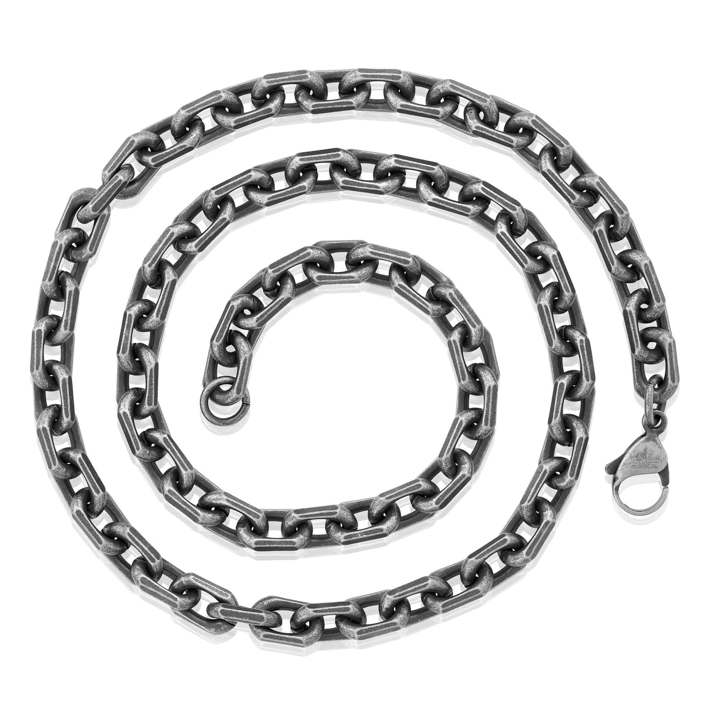 Invicta Men's Stainless Steel 8.5mm Matte Rectangular Link 24" Necklace