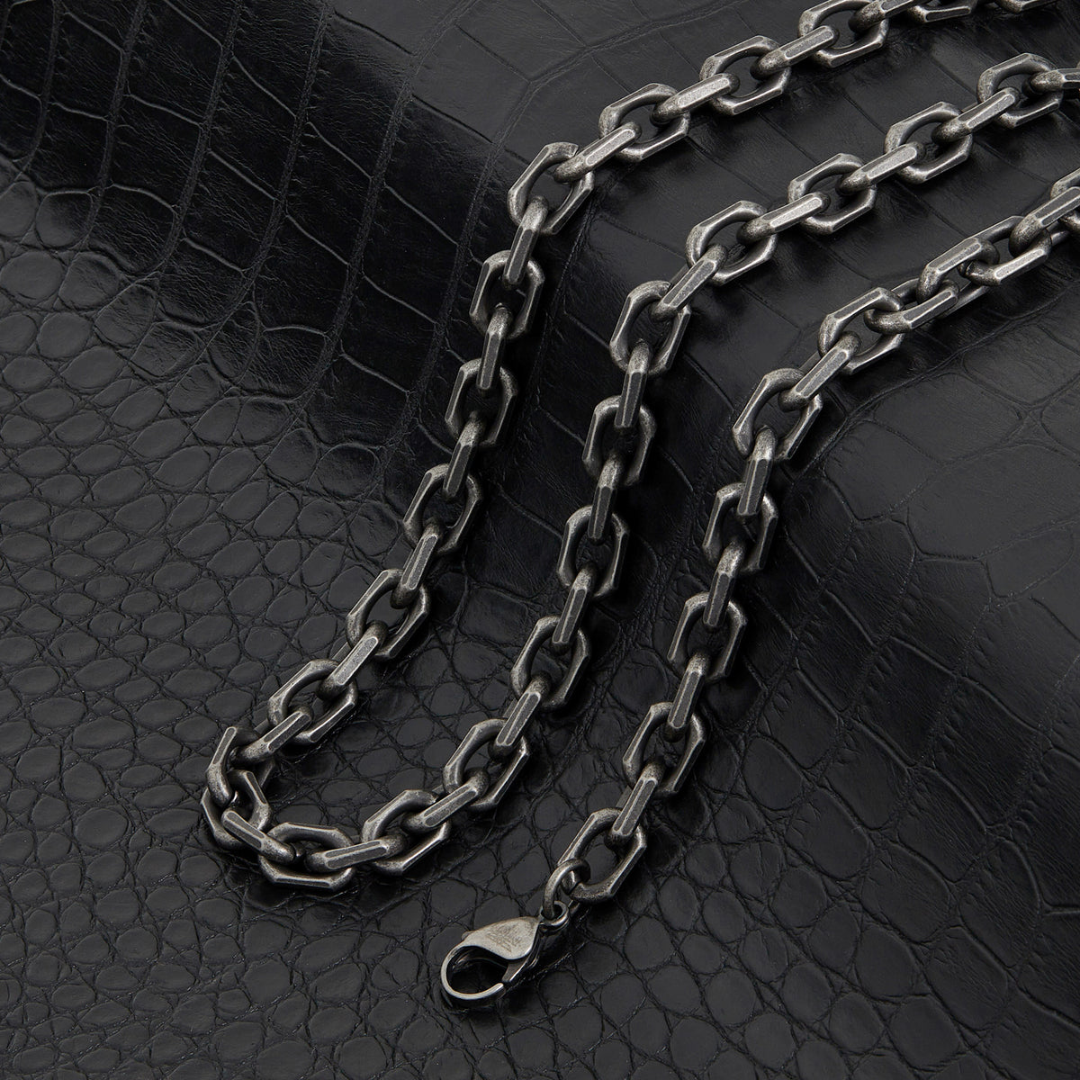 Invicta Men's Stainless Steel 8.5mm Matte Rectangular Link 24" Necklace