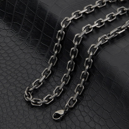 Invicta Men's Stainless Steel 8.5mm Matte Rectangular Link 24" Necklace